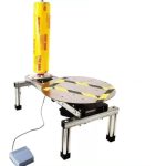 Der beste KK-Halbautomat XILYZMO Elektrische Stretchwickelmaschine Drehteller Paketwickler Fußpedalsteuerung Halbautomatisches Metall Verpackungswerkzeug 5-30 Kg(A-60x30x10cm)