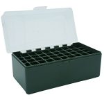 WPW Patronenbox aus robustem Kunstoff mit Klappdeckel für Kaliber .243, Kaliber .300, Kaliber .308 Win Magnum - 50 Patronen grün-transparent