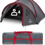 Das beste 4-Personen-Zelt JUSTCAMP Scott Camping Zelt 4 Personen - großes Kuppelzelt mit Schlafkabine & verschließbarem Vorraum - Familienzelt mit Lüftung, Moskitonetz & Lampenhalter - leicht, wasserdicht, stabiles Fiberglas