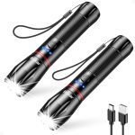 Beste taschenlampe Blukar LED Taschenlampe Aufladbar, 2 Stück 2000L Extrem Helle Zoombar Torch