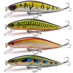 Die besten Wobbler für Hecht Paradox Fishing Flanking Flash Hecht Wobbler Set 4 Stück | 12,5cm / 24g Hechtköder schwimmend mit Lauftiefe 1,5m, UV-aktiv & Rasseln, inkl. Tackle-Box & 2 Stahlvorfächern