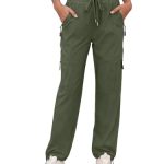 Die beste Wanderhose für Damen Novastellara Wanderhose Damen Lang Leicht Atmungsaktiv Outdoor Jogginghose Stretch Cargohose Arbeitshose mit Taschen (AG, L)