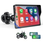 Das beste Navi für Motorräder WonVon 5 Zoll Motorrad Carplay Display Motorrad Navigationsgeräte mit Motorrad Navi CarPlay & Android Auto Wasserdicht Motorräder Display mit Bluetooth Sprachassistenten