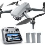 Die beste Drohne unter 250 g GPS Drohne mit Kamera 4K (EIS), 4,5 Zoll Bildschirm, bürstenloser Motor, 3 Akkus (90 min), Auto-Rückkehr, Folgemodus, 1000 m Reichweite, faltbar Quadrocopter unter 249 g – CHUBORY G9 Pluto