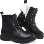 Die besten Winterstiefel Maxome Winterschuhe Damen Gefüttert Winterstiefel mit Reißverschluss Schnürstiefel Wasserdicht Rutschfest Kurzschaft Stiefeletten Bequeme Casual Ankle Boots Warme Stiefel