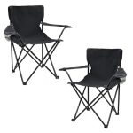 Die besten Campingstühle Spetebo Camping Klappstuhl mit Getränkehalter 2er Set bis 100 kg - schwarz