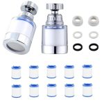 Der beste Wasserfilter für den Wasserhahn 2 Stück Wasserfilter für Wasserhahn, 360° Wasserhahn Filter, Wasserfilter Wasserhahn mit 10 Stück Austauschbar Baumwollfilterelement, Wasserhahn Entkalker Aufsatz für Küche, Spüle, Home Badezimmer