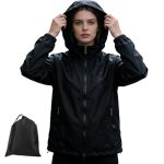 Die beste Regenjacke ADUDVLO Leichte Regenjacke Damen, Regenjacke Damen Wasserdicht Atmungsaktiv, Fahrradjacke für Frauen Fahrrad Sport Outdoorjacke (DE/NL/SE/PL, Alphanumerisch, M, Regular, Regular, Schwarz)