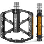 GEWAGE MTB Fahrradpedale aus CNC-Aluminium, 9/16 Zoll, Reflektoren, 18 Pins