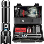Shadowhawk Taschenlampe Led 500,000 Lumen, Extrem Hell Taschenlampe USB Aufladbar Taktische Taschenlampen Mit holster XHP70.2, IP67 Wasserdicht 5 Lichtmodi für Camping Wandern Notfälle