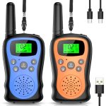 Die besten Walkie-Talkies Walkie Talkie Kinder Aufladbar 2er Set, 3 KM Große Reichweite Walky Talky