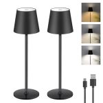 Die beste Akku-Tischleuchte 2 Stück Dimmbare LED Akku Tischlampe Touch Kabellose Tischleuchte mit USB-C