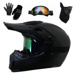 Jugend Erwachsene Elektro Dirt Bike Motorrad Helm Set für Jungen Mädchen Quad Bikes BMX MTB ATV Offroad Helm mit Schutzbrille Handschuhe Maske DOT Genehmigt(226 Monochrome,M(56-57CM))