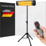 Der beste Heizstrahler für die Terrasse Heidenfeld Infrarot Heizstrahler IH100 | Inkl. Fernbedienung | 2500 Watt
