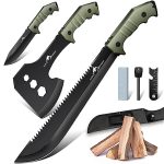 Das beste Survival-Messer Purple Dragon Großes Messer Outdoor Beil Axt Set mit Scheide - D2 Stahl