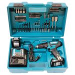 Makita HP333DSAX1 Akku Schlagbohrschrauber, 12V Max., 2,0 Ah, 2 Akkus und Ladegerät in Transportkoffer, Batteriebetrieben, Blau
