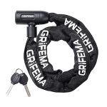Das beste Schloss für E-Bikes GRIFEMA Fahrradschloss, Hohe Sicherheit, Anti-Diebstahl Fahrrad Kettenschloss, Gehärtete Stahlkettenglieder, 7 mm x 1200 mm, Schwarz