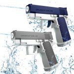 Die beste Wasserpistole Wasserpistole Kinder 2 Stück Wasserpistolen Klein Wasserspritzpistole Reichweite 10 Meter Water Gun für Kinder Sommer Freien Pool Strand Wasserspielzeug (Blau+Grau)