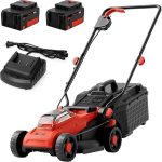 Der beste Akku-Rasenmäher MZK Akku Rasenmäher 20V 34cm, bürstenlos, 2x4Ah Akku & Ladegerät